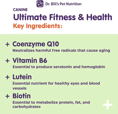 Miniatura 3 de Dr. Bill's Canine Ultimate Fitness & Health - Multivitamínico diario para perros para energía, longevidad y apoyo de todo el cuerpo - Suplemento