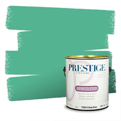 Miniatura 254 de Prestige Paints - Pintura exterior e imprimación en uno, 1 galón, plano, compatibilidad comparable con el color menta «Whipped Mint» de Behr