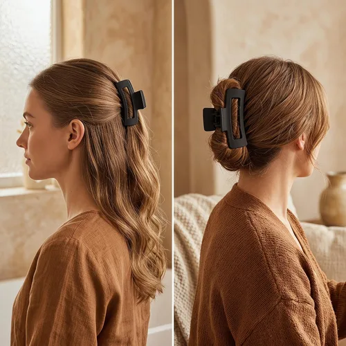 Miniatura 5 de Paquete de 6 accesorios antideslizantes mate para el cabello, pinzas de garra en negro para cabello fino y grueso, que van desde 1.85 a 4.5