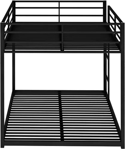 Miniatura 6 de Litera de tamaño matrimonial sobre tamaño matrimonial con escalera, litera de metal de tamaño matrimonial con barandilla de seguridad para niños