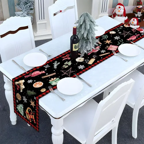 Miniatura 4 de Nepnuser Yule Camino de mesa pagano para decoración de Navidad, solsticio de invierno, vacaciones, hogar, cocina, comedor (13 x 72 pulgadas)