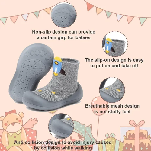 Miniatura 3 de Zapatos de calcetín para bebé, suela de goma suave, antideslizante, para interiores, para bebés, niños y niñas, zapatos de entrenamiento