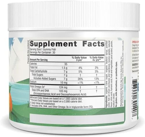 Miniatura 2 de Nordic Naturals Nordic Omega-3 Gummy Fish, Tangerine – 30 Gummy Fish – 124 mg de Omega-3 total con EPA y DHA – Sin OMG – 30 porciones