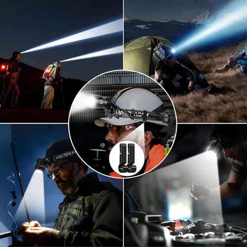 Miniatura 9 de ATDOALL Linterna frontal LED superbrillante, lámpara de cabeza recargable de alto lúmenes con sensor de movimiento, 5 modos, IPX5 impermeable, 90°