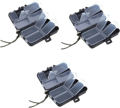 Miniatura 6 de INOOMP Caja de almacenamiento rosa para accesorios de pesca con mosca, caja de aparejos de pesca de plástico, 9 compartimentos