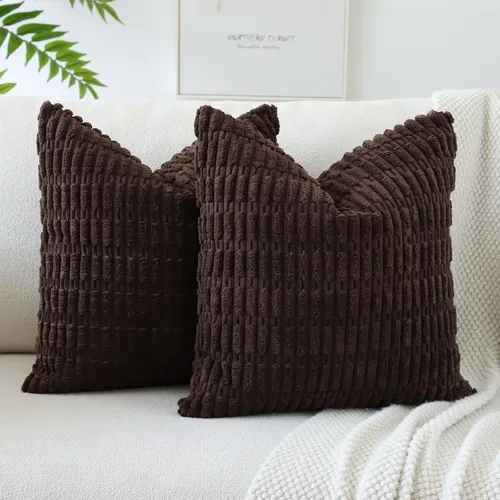Miniatura 36 de OTOSTAR - Paquete de 2 fundas de cojín decorativas de pana suaves y a rayas estilo boho, fundas de cojín cuadradas para decoración del hogar, fundas