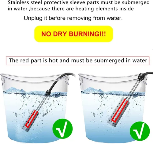 Miniatura 5 de Calentador de cubo, calentador de piscina portátil, calentador de agua de inmersión, calentador de agua sumergible para bañeras, calentador