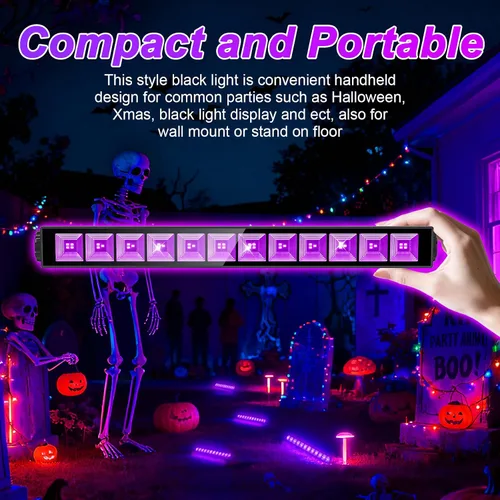 Miniatura 3 de Barras de luz LED negras de 45 W IP65 con interruptor de encendido y apagado de 59 pulgadas para póster, cumpleaños, escenario, Halloween, Navidad