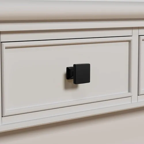 Miniatura 2 de homdiy Paquete de 5 pomos negros para gabinetes, pomos de cajón, pomos cuadrados sólidos para aparadores MO6785BK, herrajes negros para cajones