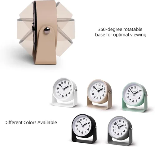 Miniatura 4 de Reloj de alarma analógico TIMESS, silencioso, de cuarzo sin tictac, funciona con pilas, con función de repetición y luz bajo demanda, fácil