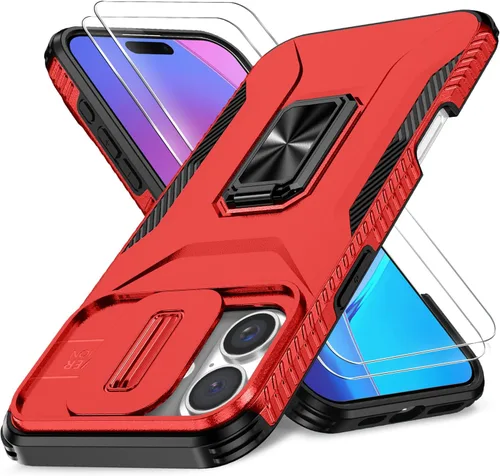Miniatura 25 de Funda HakkTaoo para iPhone 13/iPhone 14 de 6.1 Pulgadas con Funda Deslizante para Cámara + Protector de Pantalla (2 Paquetes), Funda Protectora a