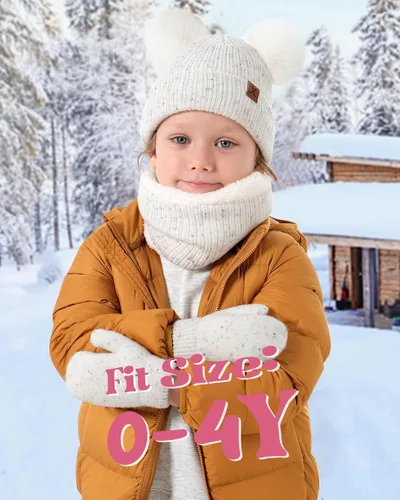 Miniatura 6 de Toddler Kids Winter Hats Gloves Scarfs Beanie Mittens Neck Warmer for 0 6 12 Months 1 2 3 4-8 Year Old Baby Girls Boys Gifts