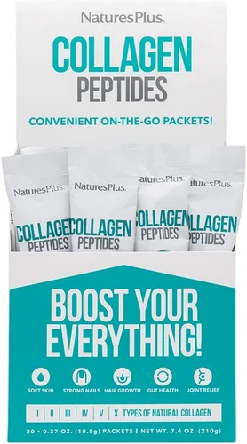 NaturesPlus Péptidos de colágeno – 20 paquetes en barra – Salud del cabello, la piel, las uñas y las articulaciones, apoyo del sistema inmunológico