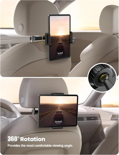 Miniatura 9 de Lamicall Soporte para reposacabezas de tableta de automóvil, soporte para reposacabezas de asiento trasero de automóvil, soporte para tableta