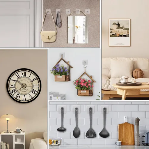 Miniatura 3 de 20 ganchos adhesivos de pared (17 libras máximo), ganchos de fotos sin clavos, ganchos de pared sin clavos, colgador de marcos de fotos para cocina