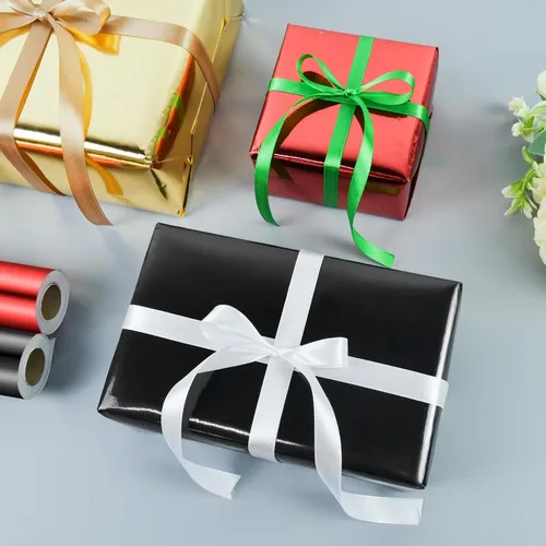Miniatura 4 de KMER LIFE - Rollo de papel de regalo metálico 17 x 394 pulgadas - Envase de regalo premium para cumpleaños, Navidad, baby shower, San Valentín, Negro