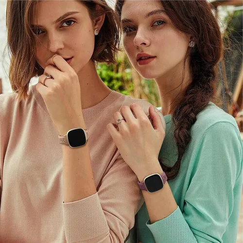 Miniatura 9 de Dirrelo Paquete de 4 bandas de encaje de silicona compatibles con bandas de Fitbit Sense/Bandas de Fitbit Versa 3 para mujer/Bandas de Fitbit Versa