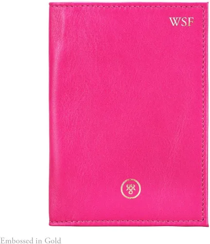 Miniatura 8 de Maxwell Scott - Funda para pasaporte de piel de lujo, diseño de napa de Prato, hecho a mano en Italia, Rosado, Cartera de viaje