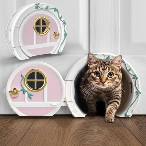 Miniatura 9 de Gnome® Puerta para gatos para puertas interiores, elegante y funcional sin solapa, con cerradura y fácil instalación, espaciosa puerta grande