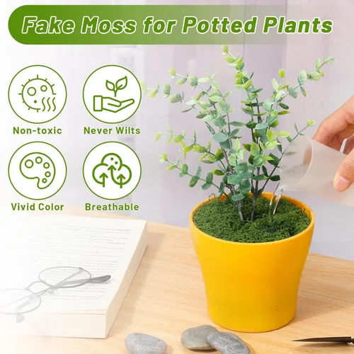 Miniatura 2 de Jollidecor Musgo falso de 1.54 libras para manualidades, artificial decorativo verde claro y verde oscuro, musgo sintético, decoración de jardín