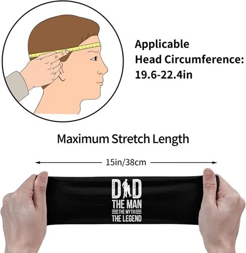 Miniatura 7 de Dad The Man The Myth The Legend Headband for Men Women Sports Sweatband for Fitness Exercise Moisture Wicking Running Yoga Hairbands
