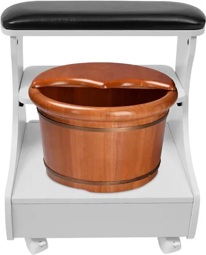 Carrito de baño de pies para mesa de masaje de descanso de pies, carrito moderno para baño de pies, pedicura, reposapiés, taburete con ruedas para