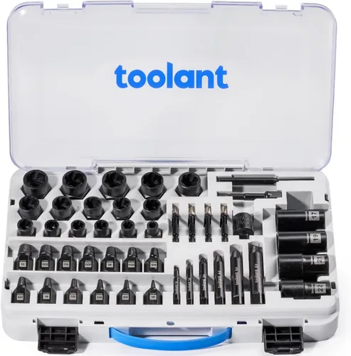 toolant Kit extractor de pernos de impacto de 46 piezas, kit de herramientas de llave para quitar pernos y tuercas, extractor de pernos despojados