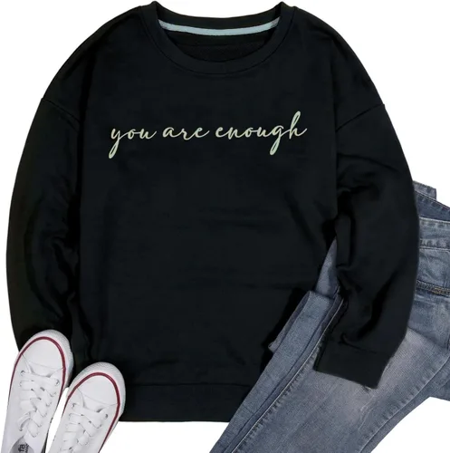 Miniatura 4 de JINTING Eres Suficiente Sudadera para Mujeres Salud Mental Querida Persona Detrás de Mí Sudadera con Capucha Camisa Top Inspirador Pullover
