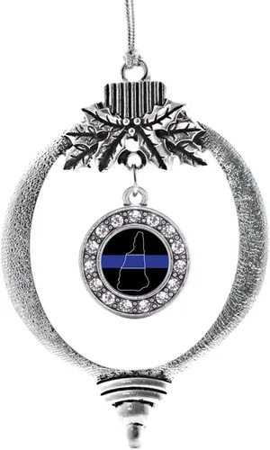 Miniatura 147 de Inspired Silver - Bonita bandera estadounidense - Adorno de Navidad plateado - Adorno de árbol de Navidad con dije circular con circonita cúbica