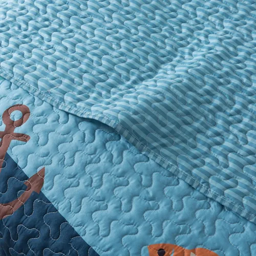 Miniatura 4 de Soul & Lane Juego de Edredón Oceánico – Queen y 2 Fundas, Ropa de Cama Acolchada Ligera del Mar para Niños, Edredón Náutico Costero con Diseño