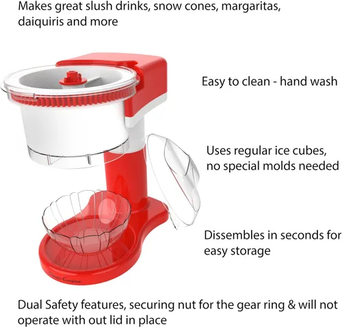 Miniatura 3 de Máquina de hielo afeitado: cono de nieve, hielo italiano y máquina de granizado para uso doméstico, afeitadora de hielo eléctrica de encimera