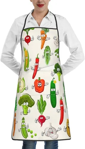 Miniatura 18 de Delantal de Cocina de Chef TNOKKU con Bolsillos para Cocinar, Asar, Barbacoa, Pintura para Mujeres y Hombres
