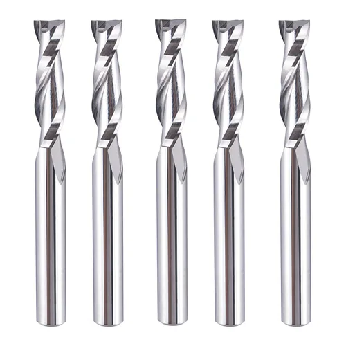 Miniatura 20 de SpeTool 5 brocas de compresión para enrutador de 1/4 de pulgada, diámetro de corte de 1/4 de pulgada, de carburo hacia arriba y hacia abajo, fresas