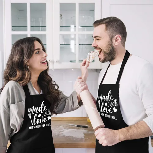 Miniatura 5 de Delantales divertidos para mujeres y hombres, delantal de cocina novedoso con 2 bolsillos, bonitos regalos de repostería para panaderos, cumpleaños