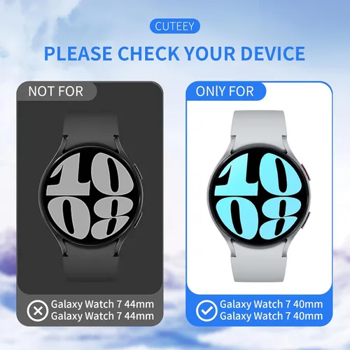 Miniatura 2 de Paquete de 6+6 para Samsung Galaxy Watch 7 Protector de Pantalla de 40mm, Funda de Parachoques de PC Duro con Película de Vidrio Templado Anti-Vaho