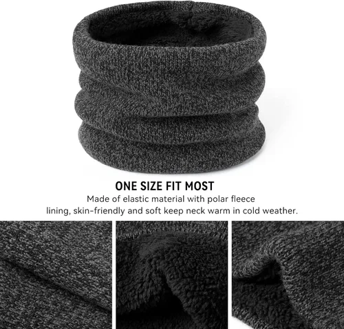 Miniatura 14 de OZERO Juego de 3 piezas de gorro de invierno y bufanda para mujeres y hombres: guantes para pantalla táctil, gorro de punto, calentador de cuello