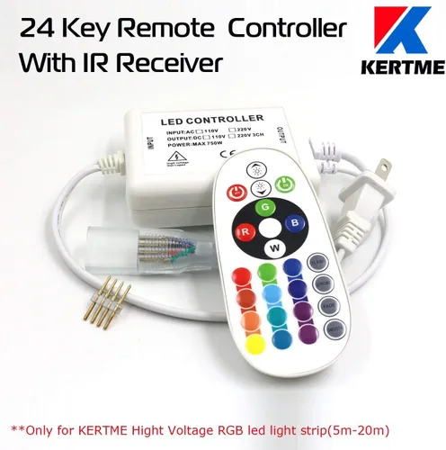Miniatura 5 de Tira de luz LED RGB de neón, AC110-120 V/flexible, impermeable, regulable, multicolor, multimodos, cuerda de luz + control remoto de 24 teclas