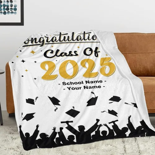 Miniatura 2 de Manta personalizada de graduación 2025, manta personalizada para regalo de graduación con nombre de la universidad, manta de felicitación