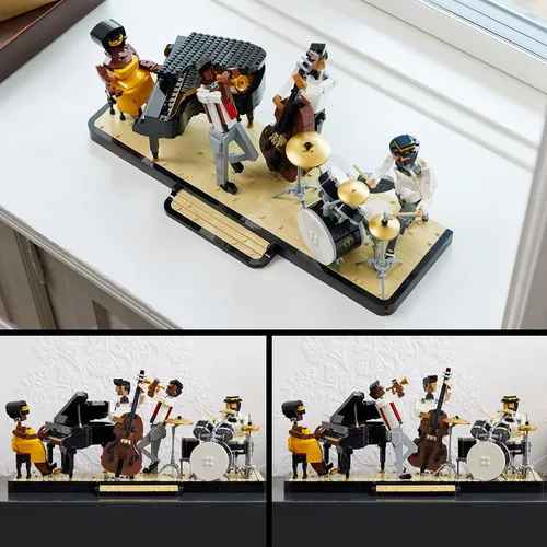 Miniatura 5 de LEGO Ideas Jazz Quartet, Set de Construcción para Adultos con Escenario Construible y 4 Figuras de Músicos de Banda, Incluye Instrumentos de Piano