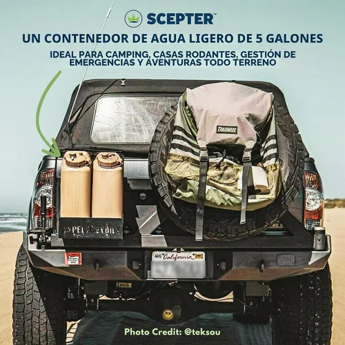 Miniatura 4 de Scepter Contenedor de agua portátil de estilo militar para acampar y al aire libre, 5 galones, color verde, dispensador de bebidas e hidratación