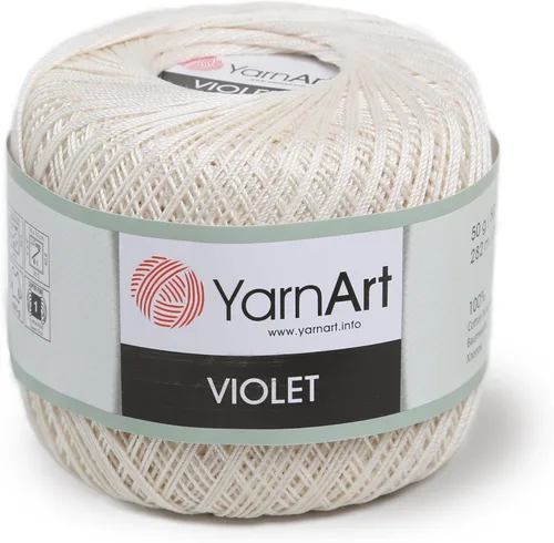 Miniatura 27 de Yarn Art - 1 madeja YarnArt Violet, 100 hilos de hilo de algodón mercerizado, hilo de ganchillo para tejer a mano, bordado y manualidades
