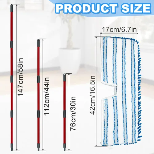 Miniatura 3 de Trapeadores de microfibra para limpieza de pisos, trapeador plano con 3 almohadillas reutilizables y mango extensible de 58 pulgadas de largo