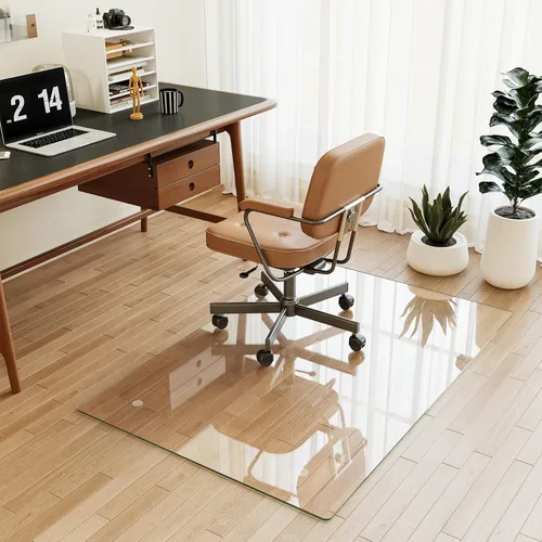 Miniatura 12 de [Vidrio templado] Tapete para silla de vidrio de 40 x 80 pulgadas, tapete para silla de oficina de 1/5 pulgadas de grosor para alfombra o suelo