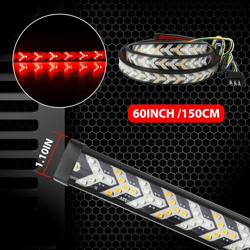 Miniatura 3 de Barra de luz led de 60 pulgadas para puerta trasera de camión, tira de luz con flecha, 528smd, señal de giro secuencial ámbar, kit de luz de freno