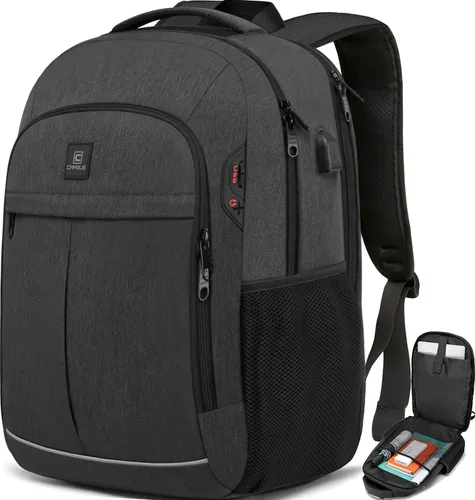 Miniatura 13 de Mochila para laptop, mochila de transporte, duradera y amigable con la TSA para viajes de negocios de 17.3 pulgadas con puerto USB, mochila escolar