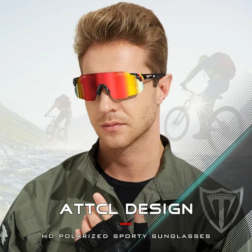Miniatura 2 de ATTCL Gafas de sol de ciclismo para exteriores, gafas de sol UV400 para mujeres y hombres Negro-azul/espejo