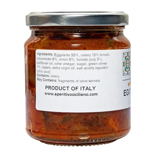 Miniatura 3 de Aperitivo Siciliano - Auténtica caponata de berenjena siciliana - Hecho a mano con ingredientes seleccionados cultivados en Sicilia - Paquete de 4