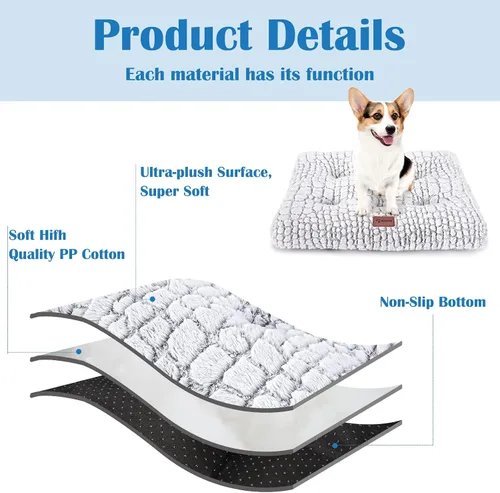 Miniatura 3 de Alfombrilla para jaula de perro, colchón de jaula de perro de felpa, colchón para jaula de perro suave, almohadilla antideslizante para jaula