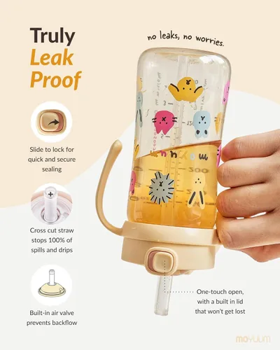 Miniatura 3 de MOYUUM Vaso para sorber a prueba de fugas con asa, fabricado en Corea, 100% PPSU libre de BPA, taza mágica con pajita sin derrames, con tapa