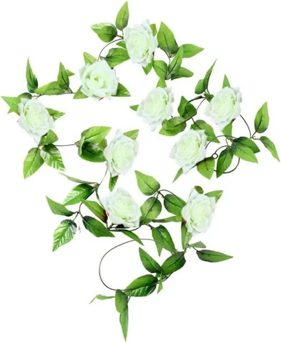 Miniatura 3 de Zhiheng Paquete de 4 vides artificiales de rosas artificiales de 78 pies con hojas verdes, flores falsas, plantas colgantes de jardín, guirnalda